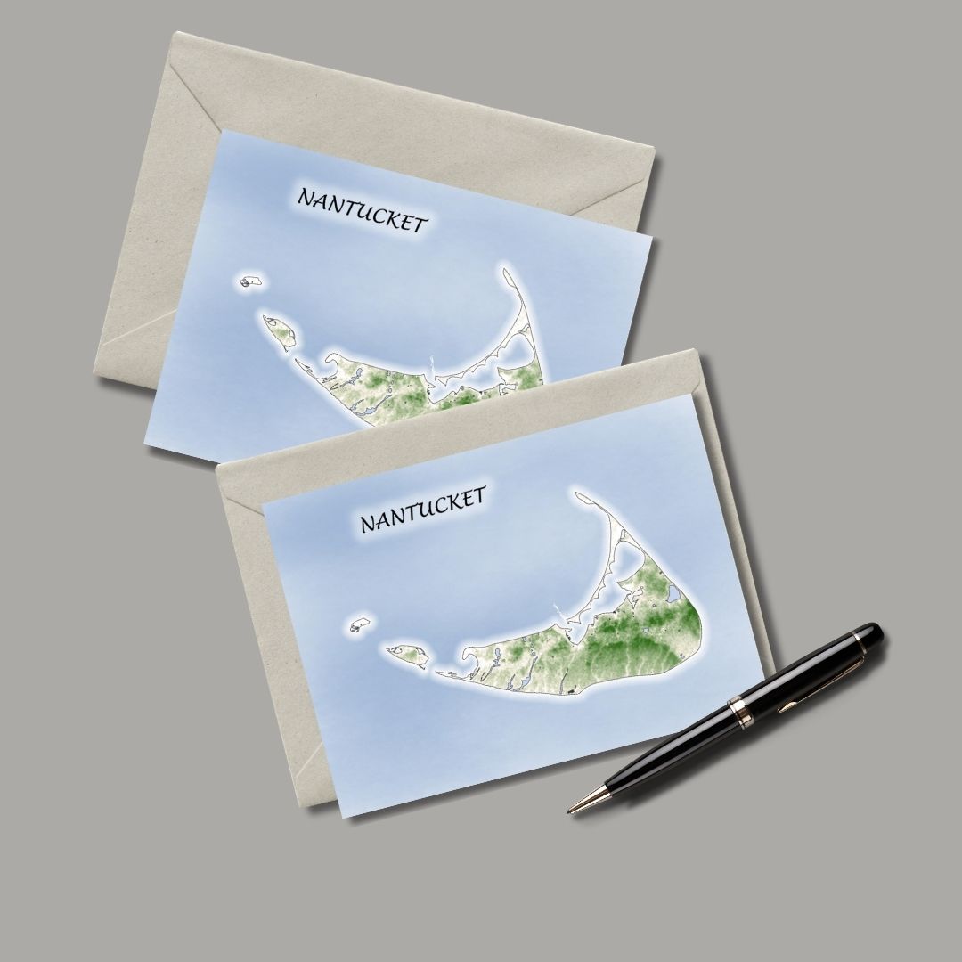 Nantucket Island Notecard Set of Six Cape Cod in either White or Craft Self Sealing Envelopes Blank Inside All Occasions