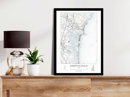 Hampton Beach New Hampshire NAUTICAL Map Art Print 0225