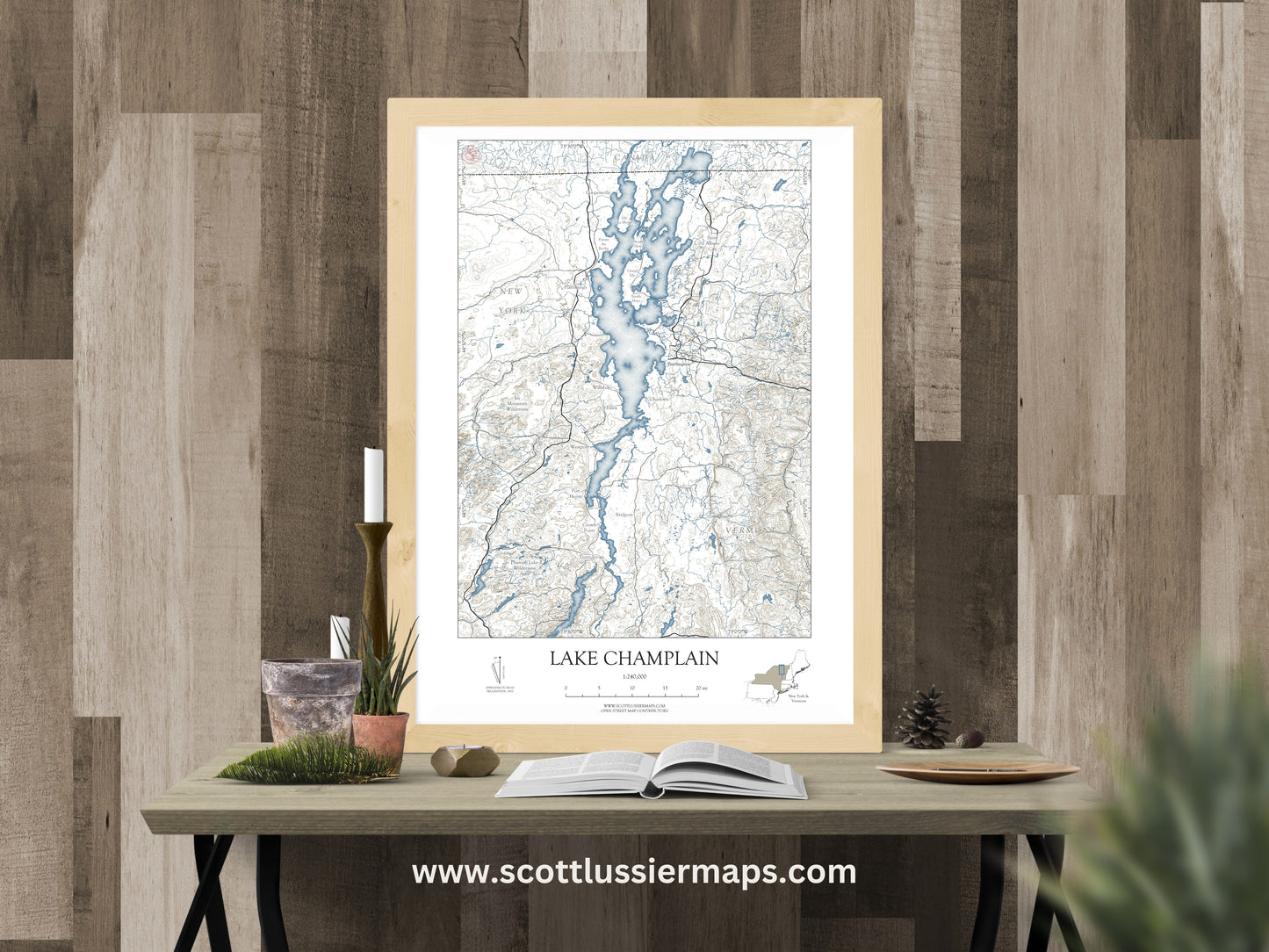 Lake Champlain Vermont NAUTICAL Map Art Print