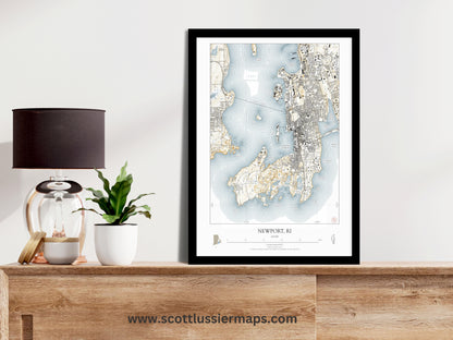 Newport Rhode Island NAUTICAL Map Art Print