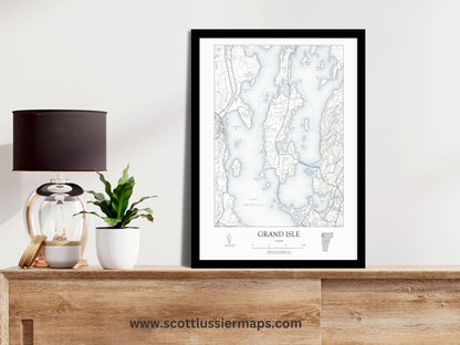 Grand Isle Vermont NAUTICAL Map Art Print