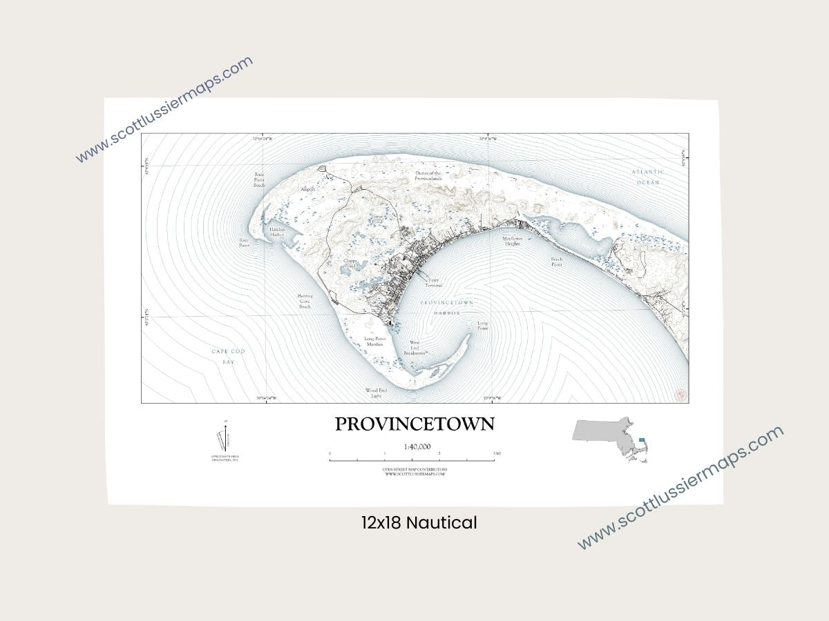 Provincetown Mass Cape Cod NAUTICAL Map Art Print 0225