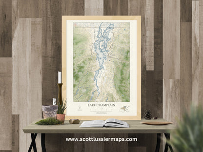 Lake Champlain Vermont VINTAGE Map Art Print