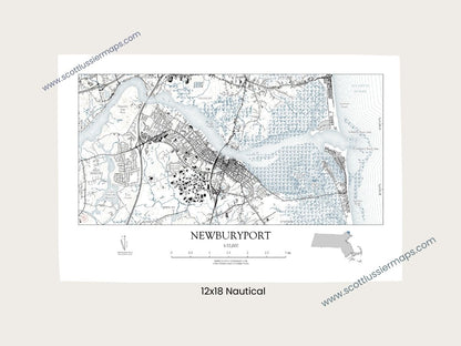 Newburyport Massachusetts NAUTICAL Map Art Print 0225