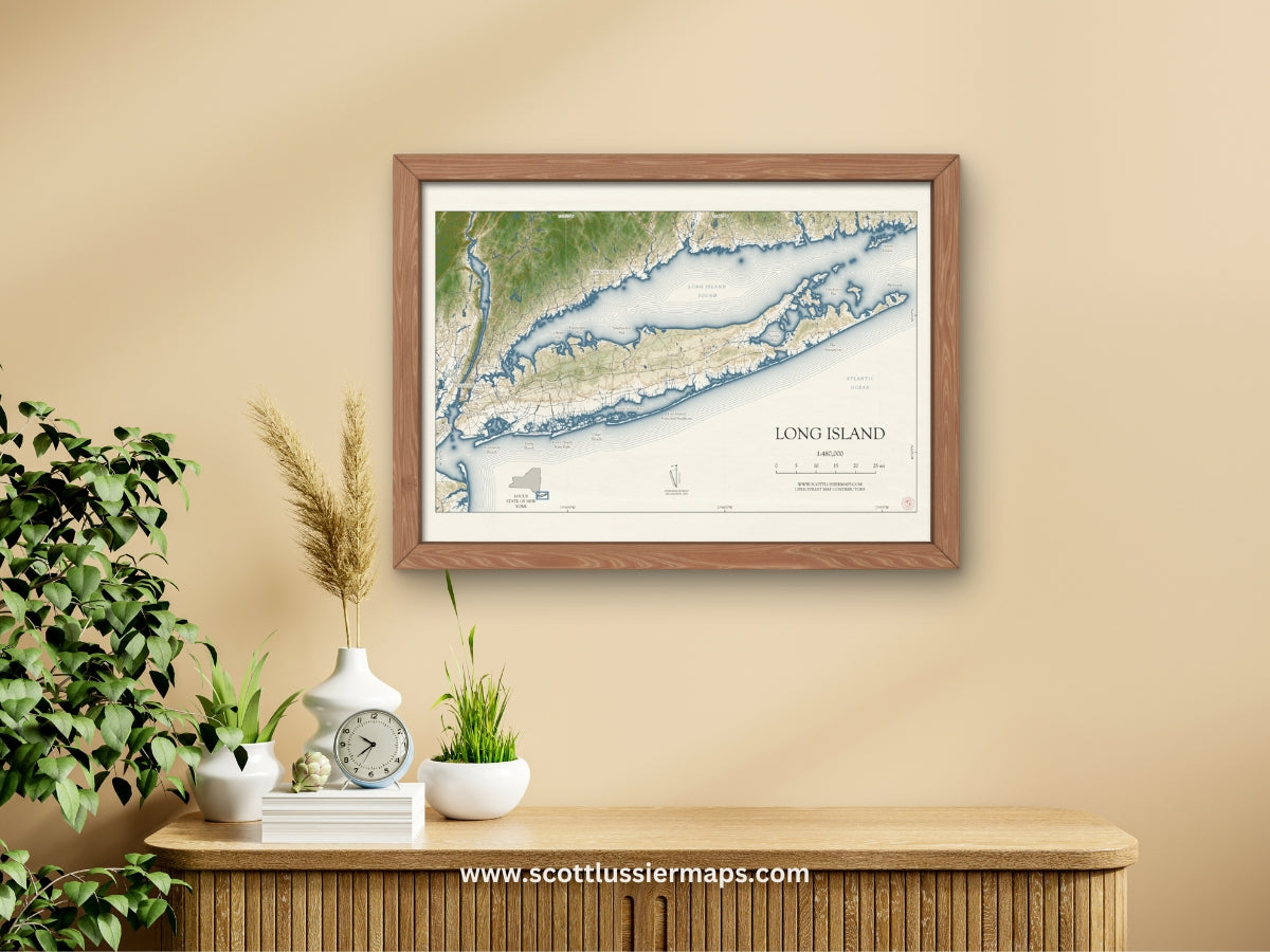 Long Island New York VINTAGE Map Art Print