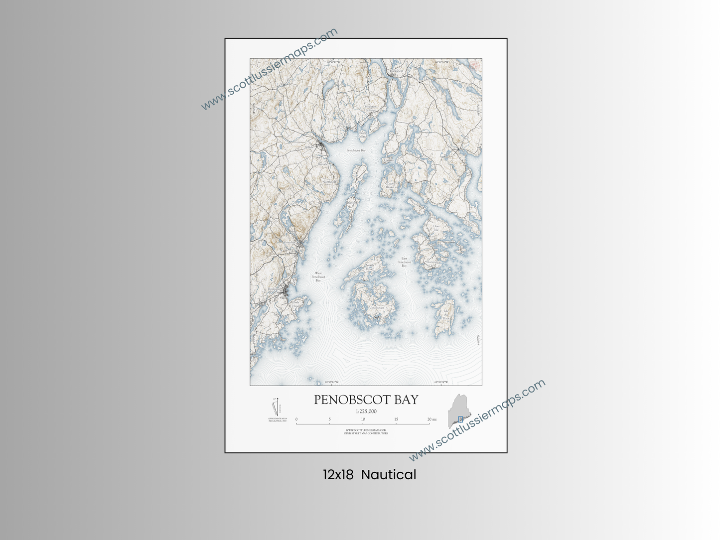 Penobscot Bay Maine NAUTICAL Map Art Print