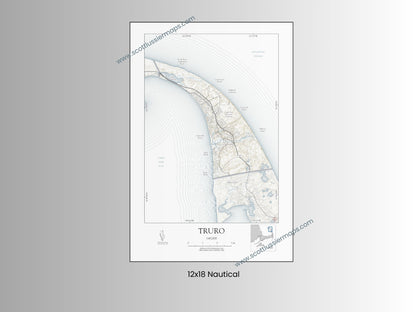 Truro Mass Cape Cod NAUTICAL Map Art Print 0225