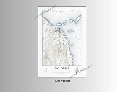 Bar Harbor Maine NAUTICAL Map Art Print 0225