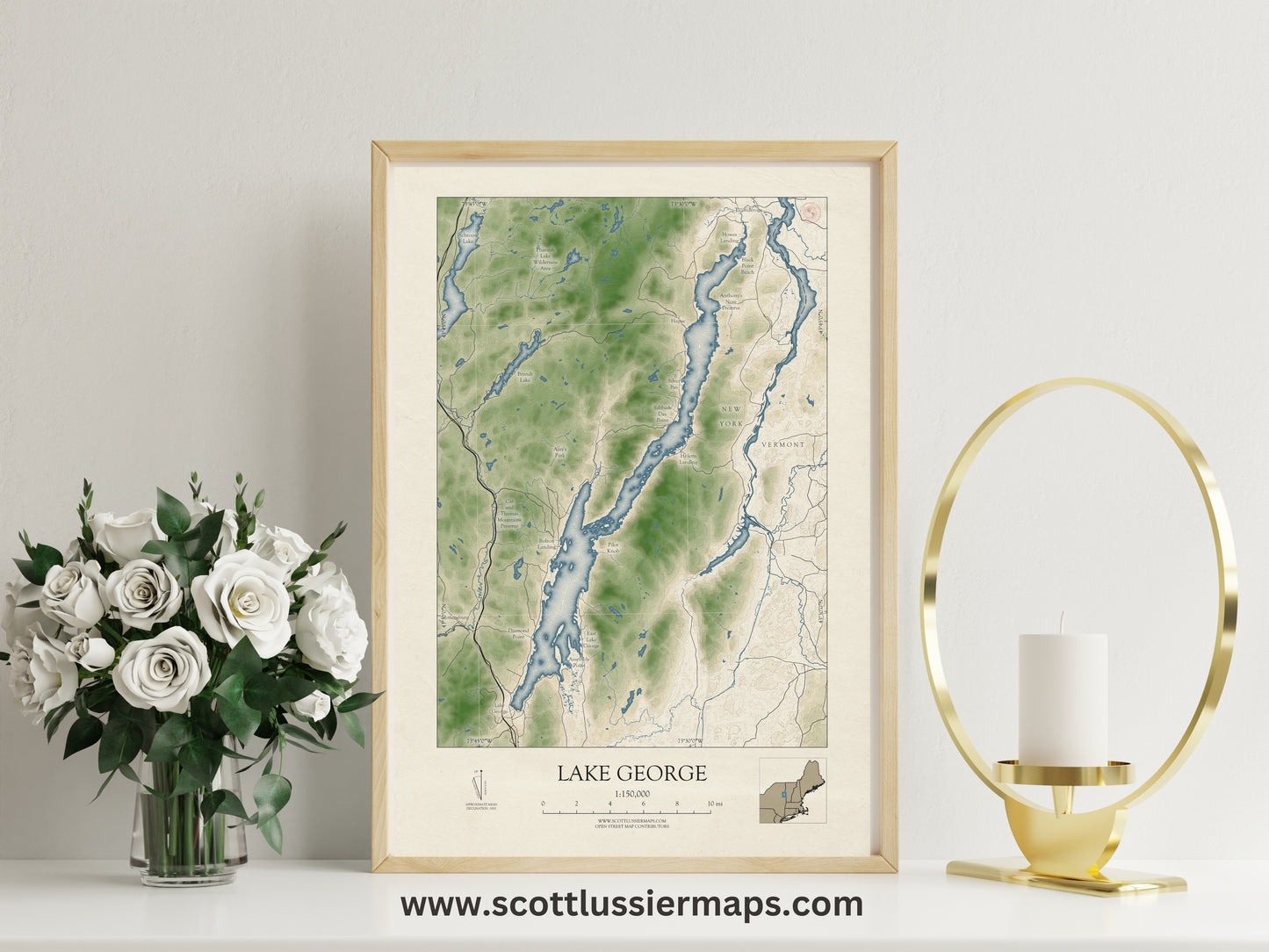 Lake George New York VINTAGE Map Art Print