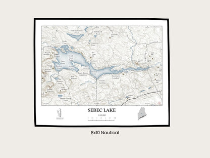 Sebec Lake Maine NAUTICAL Map Art Print 0225