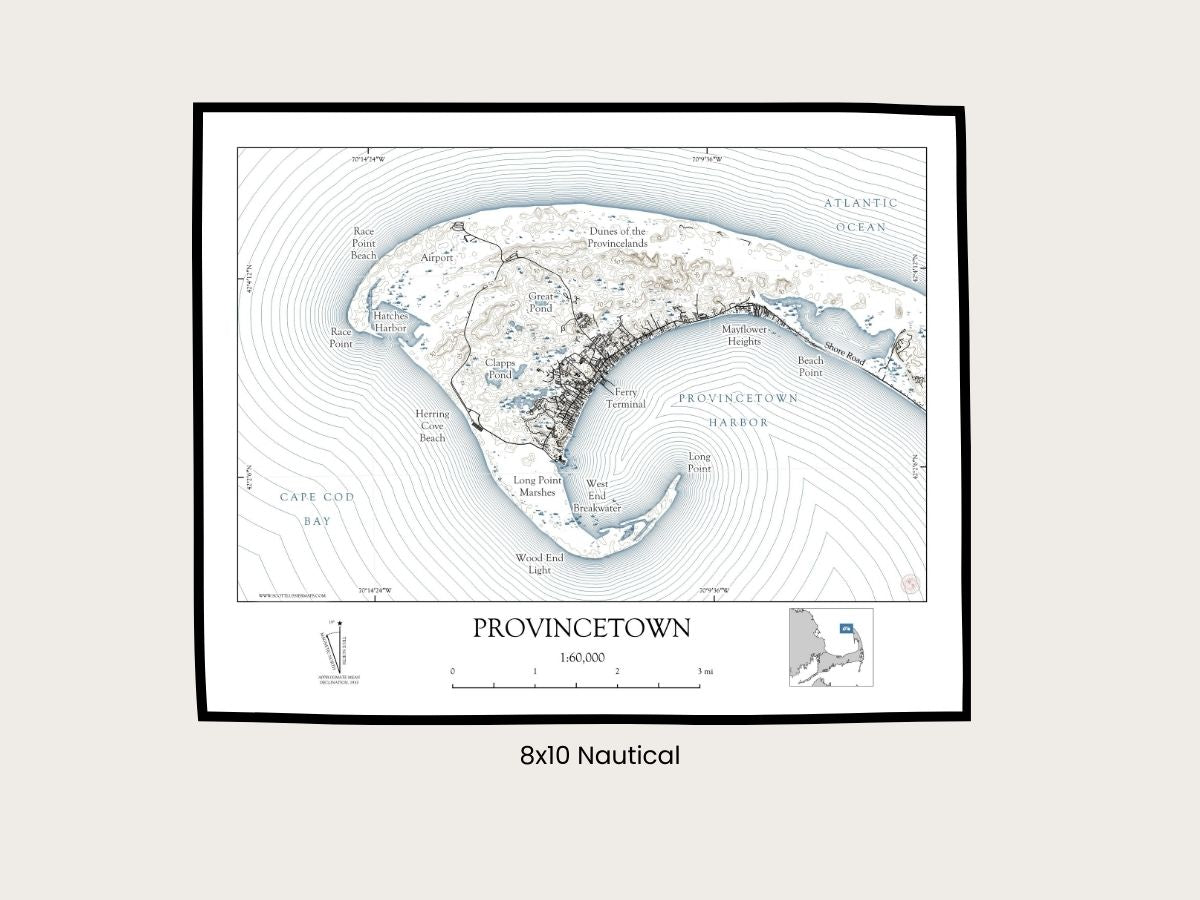 Provincetown Mass Cape Cod NAUTICAL Map Art Print 0225