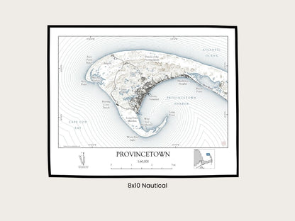 Provincetown Mass Cape Cod NAUTICAL Map Art Print 0225