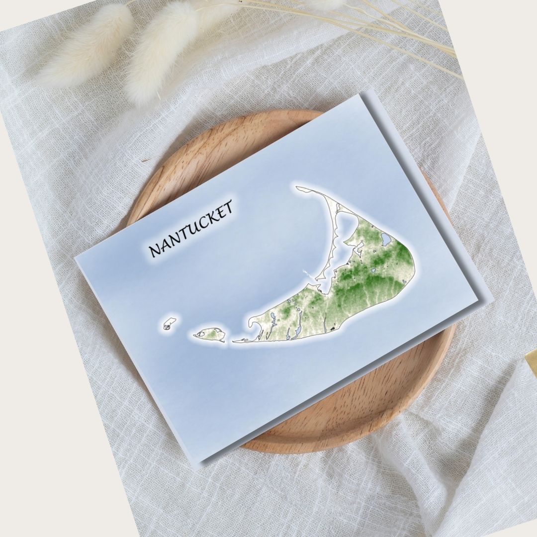 Nantucket Island Notecard Set of Six Cape Cod in either White or Craft Self Sealing Envelopes Blank Inside All Occasions