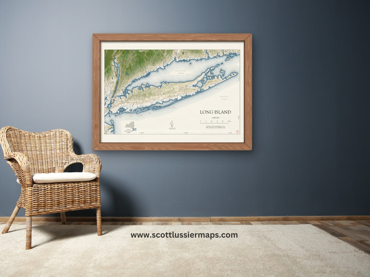 Long Island New York VINTAGE Map Art Print