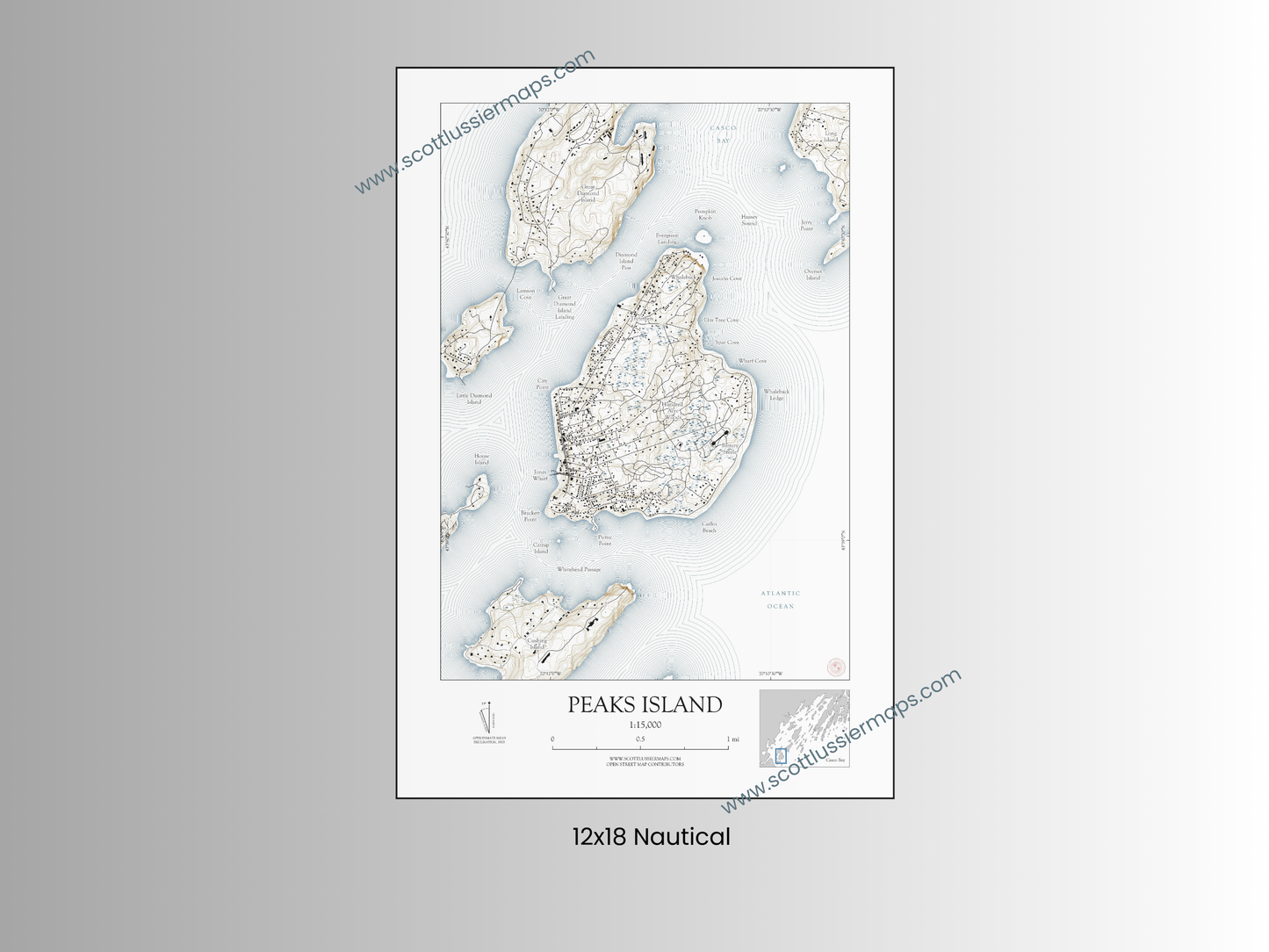 Peaks Island Maine NAUTICAL Map Art Print 0325