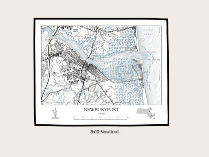 Newburyport Massachusetts NAUTICAL Map Art Print 0225