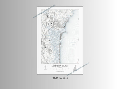 Hampton Beach New Hampshire NAUTICAL Map Art Print 0225