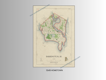 Barrington Rhode Island HOMETOWN Map Art Print 0325