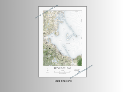 Plymouth Bay Massachusetts Map Art Print SHORELINE Style