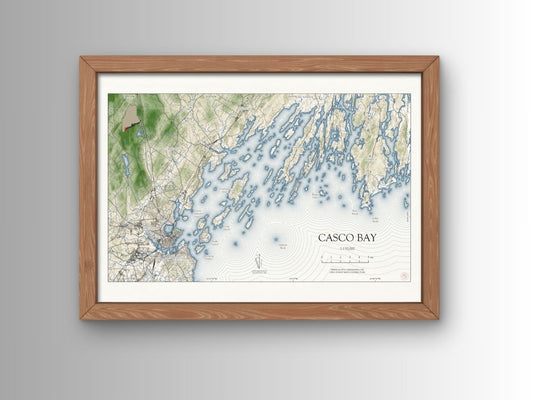 Casco Bay Maine VINTAGE Map Art Print 0225