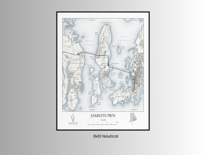 Jamestown Rhode Island NAUTICAL Map Art Print 0225