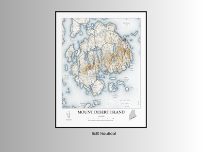 Mount Desert Island Maine NAUTICAL Map Art Print 0425