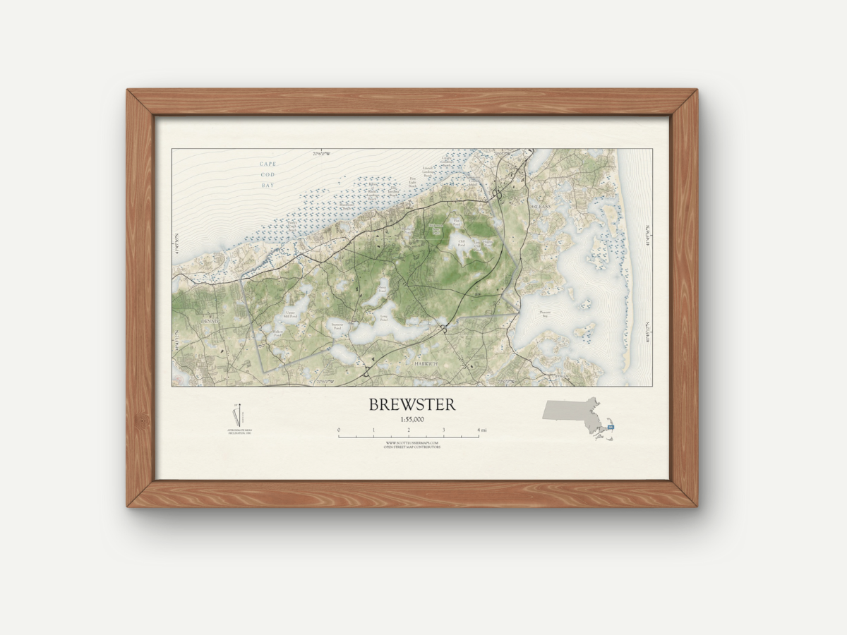 Brewster Cape Cod MA Map Art Print Vintage Style