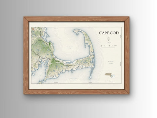 Cape Cod Mass Cape Cod VINTAGE Map Art Print 0225