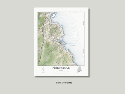 Perkins Cove Maine Map Art Print Wall Decor Travel Memory Navigate Color Ocean Sail Water Home Dorm Work SHORELINE Style
