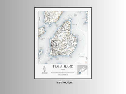 Peaks Island Maine NAUTICAL Map Art Print 0325
