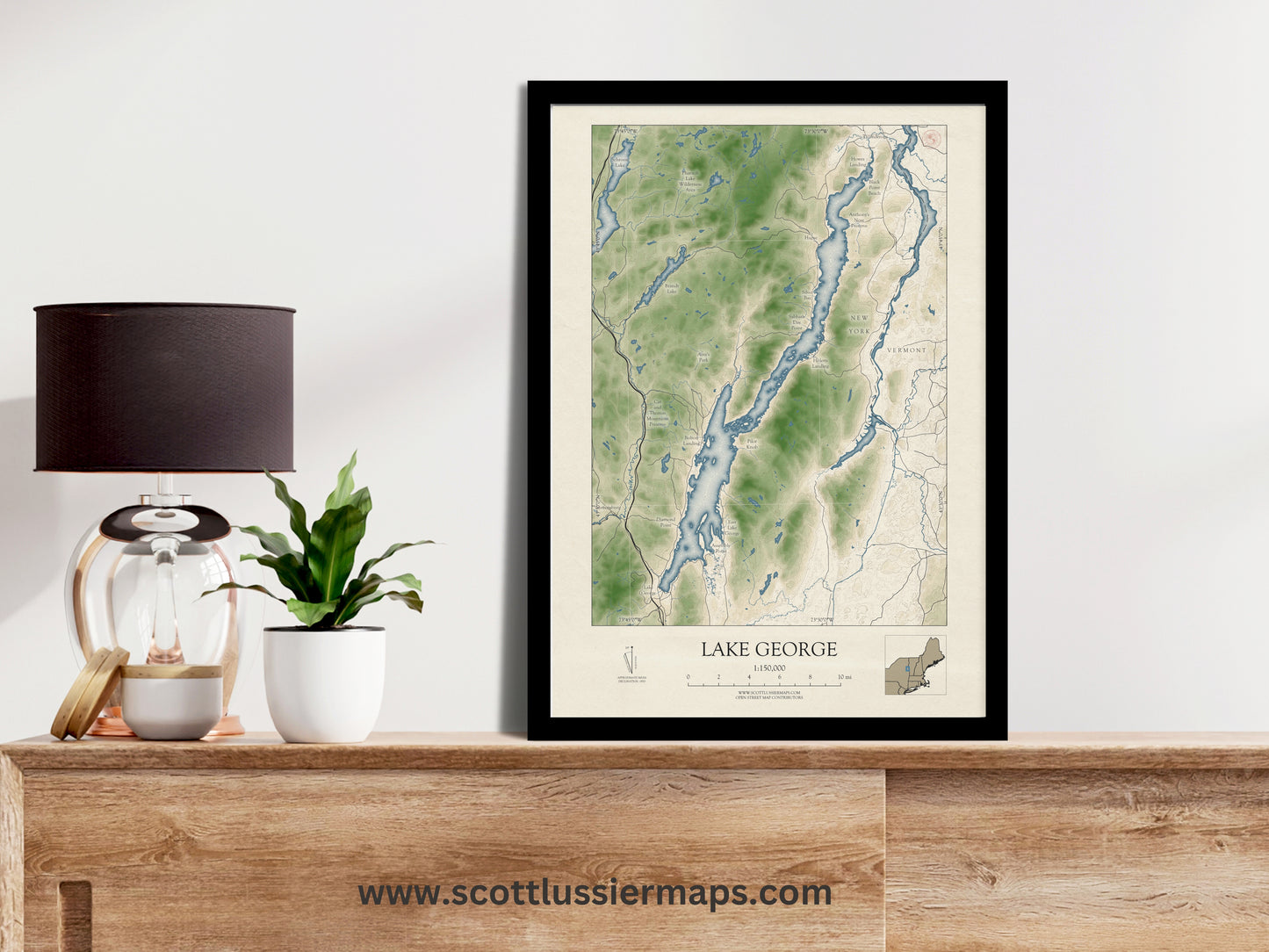 Lake George New York VINTAGE Map Art Print