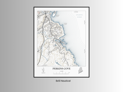 Perkins Cove Maine NAUTICAL Map Art Print 0325