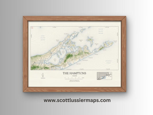 Hamptons New York VINTAGE Map Art Print