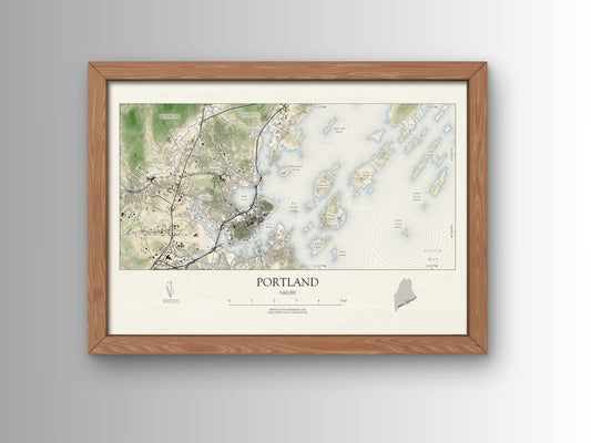 Portland Maine VINTAGE Map Art Print 0225