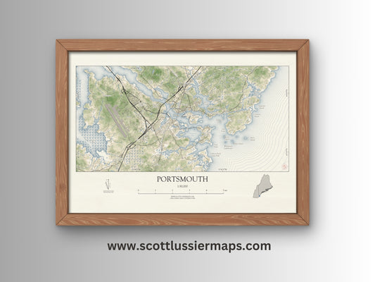 Portsmouth New Hampshire VINTAGE Map Art Print