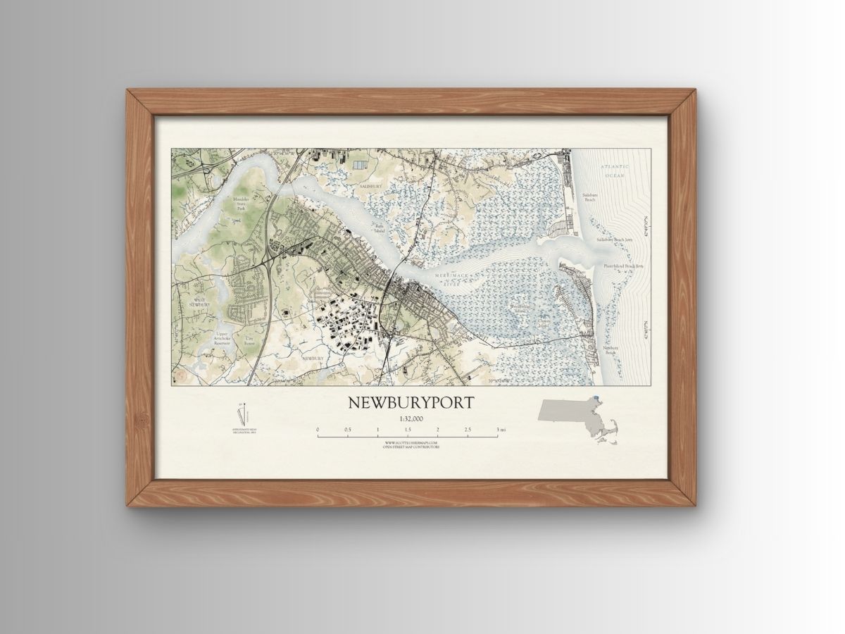 Newburyport Massachusetts VINTAGE Map Art Print 0225