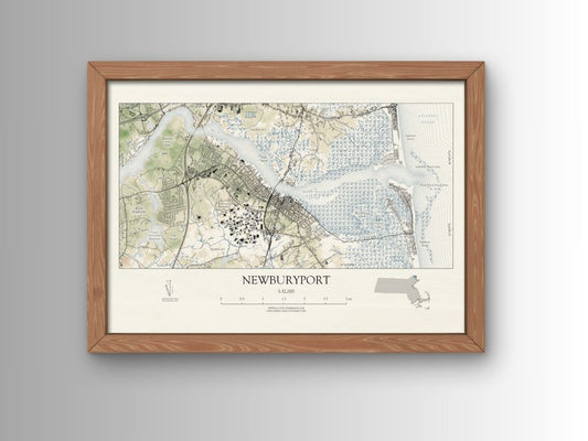 Newburyport Massachusetts VINTAGE Map Art Print 0225