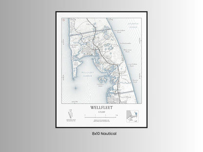 Wellfleet Mass Cape Cod NAUTICAL Map Art Print 0225