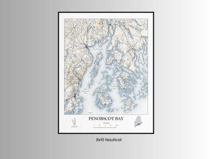 Penobscot Bay Maine NAUTICAL Map Art Print