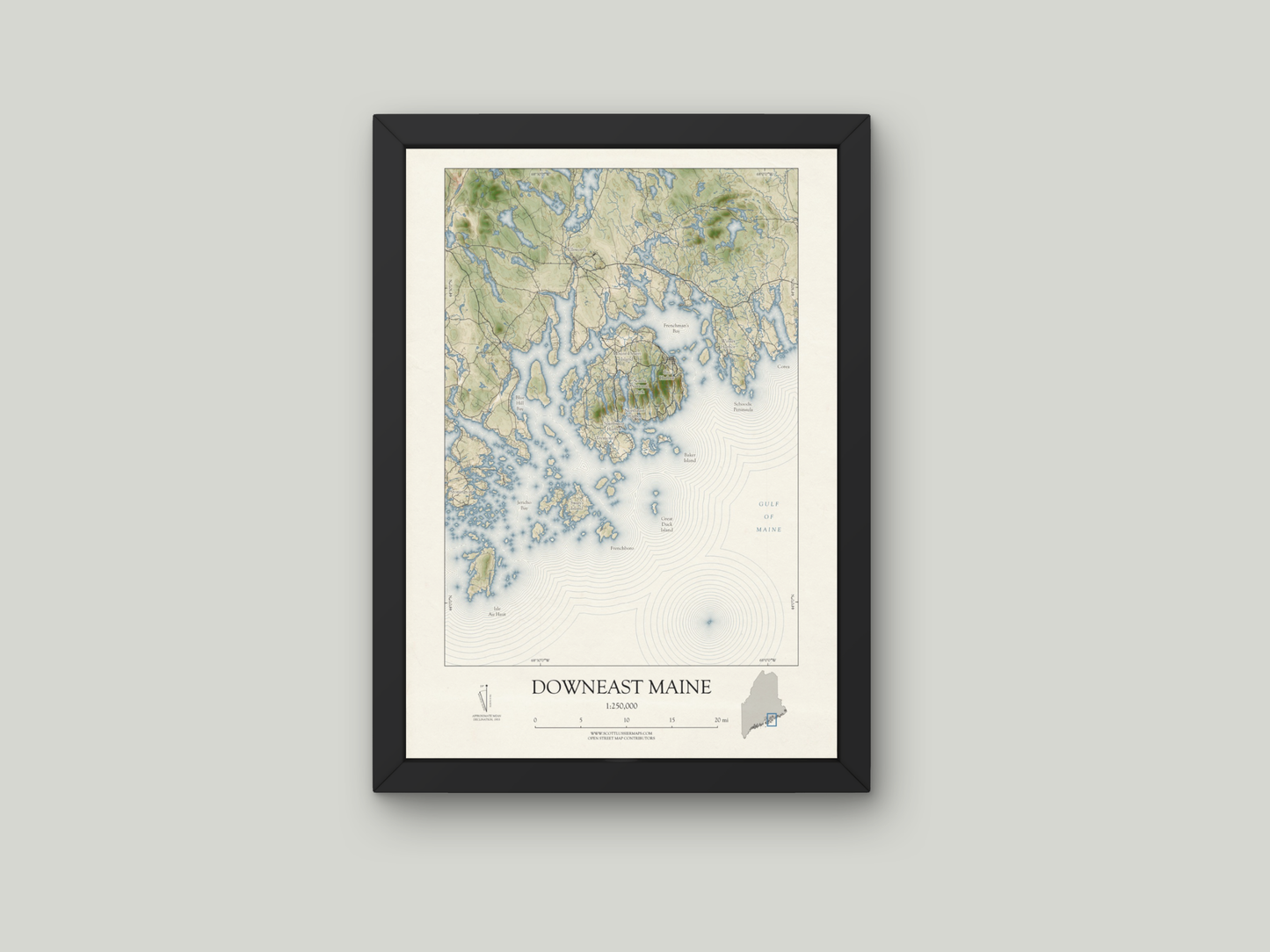 Downeast Maine VINTAGE Map Art Print