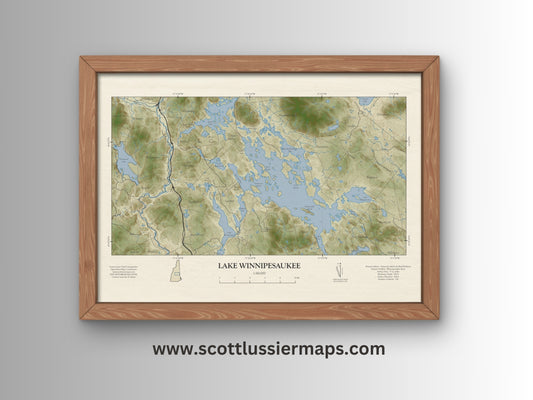 Lake Winnipesaukee New Hampshire VINTAGE Map Art Print