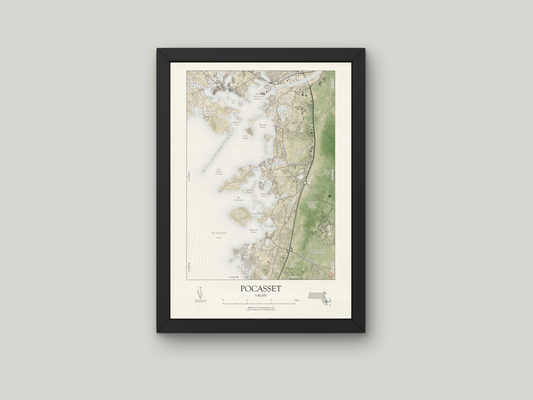 Pocasset Mass Cape Cod VINTAGE Map Art Print