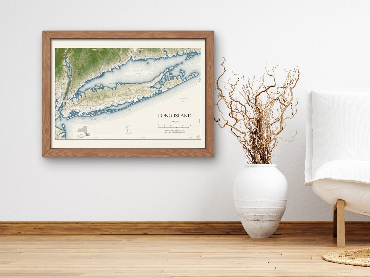 Long Island New York VINTAGE Map Art Print