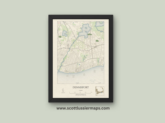 Dennisport Mass Cape Cod VINTAGE Map Art Print