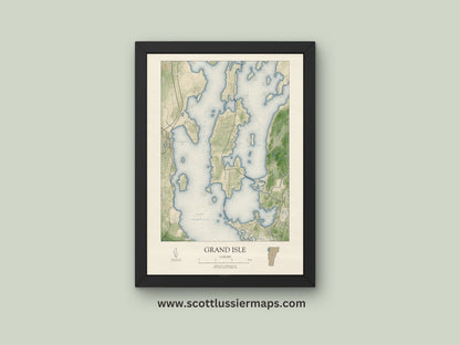 Grand Isle Vermont VINTAGE Map Art Print