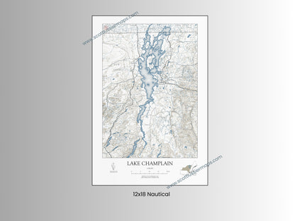 Lake Champlain Vermont NAUTICAL Map Art Print