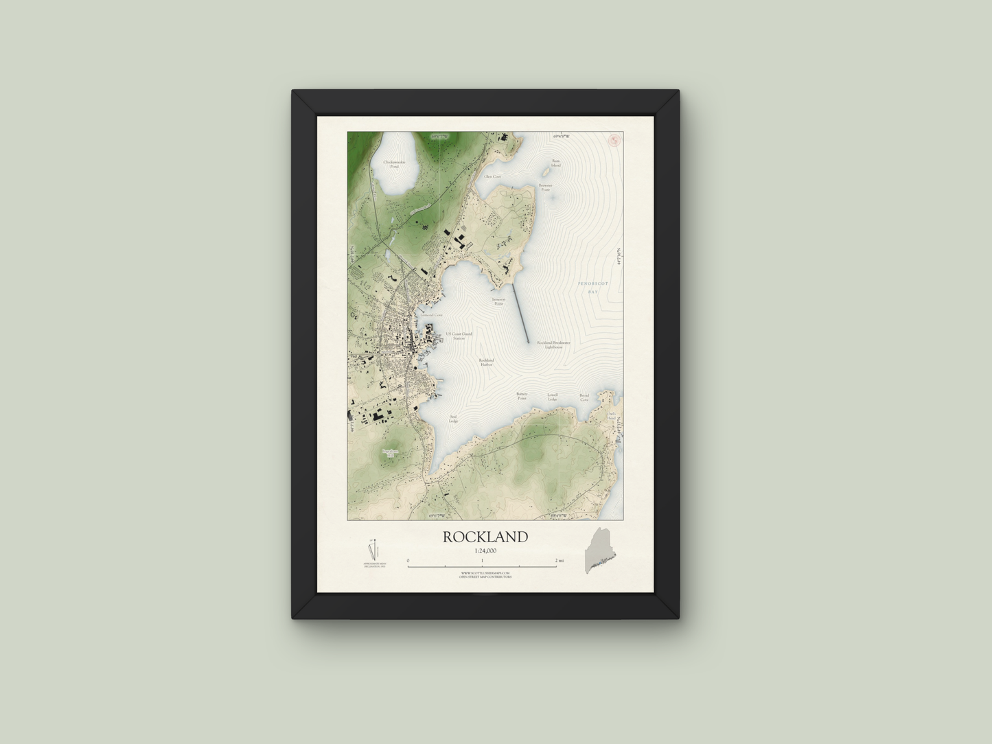 Rockland Maine VINTAGE Map Art Print 0425