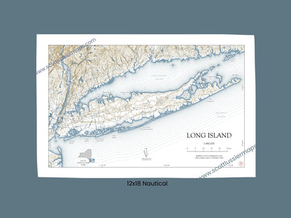 Long Island New York NAUTICAL Map Art Print