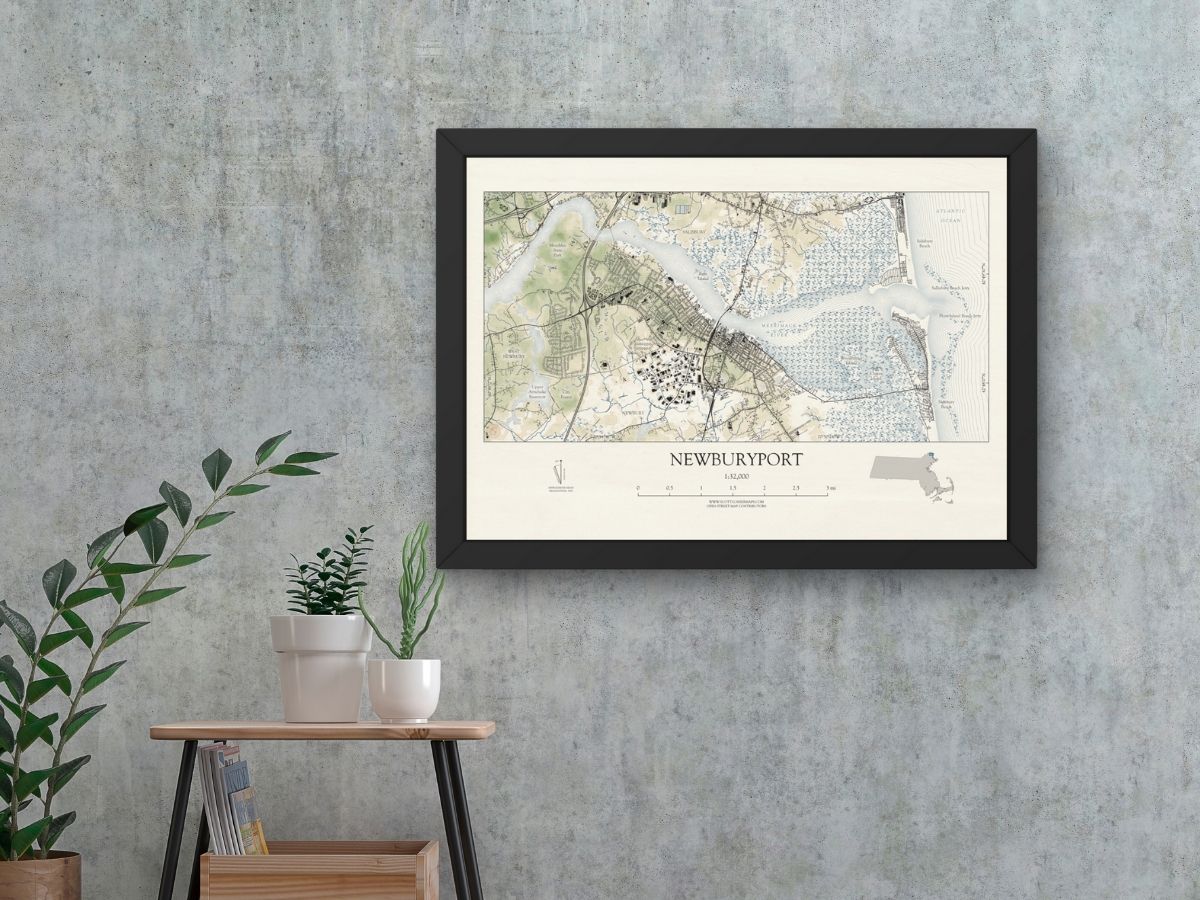 Newburyport Massachusetts VINTAGE Map Art Print 0225