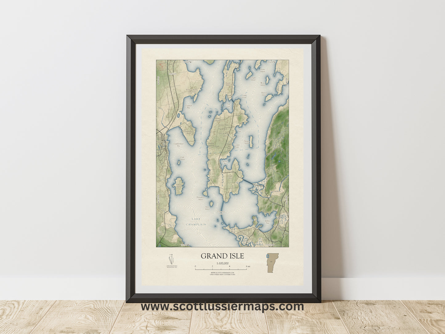 Grand Isle Vermont VINTAGE Map Art Print